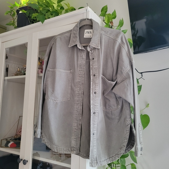 Grey denim shacket - Picture 1 of 3